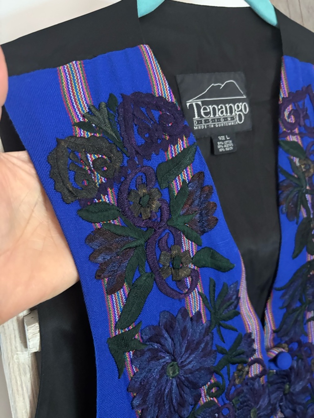 Tenango womens large Hand-Embroidered Vest, global village, Boho Festival, 90’s - Picture 6 of 12